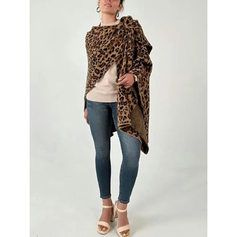 Women's Shawl Wrap Poncho Ruana Cardigan Open Front Sweater Cape